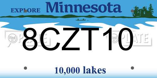 8CZT10 Minnesota License Plate