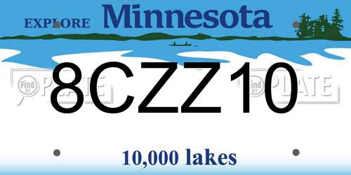 8CZZ10 Minnesota License Plate