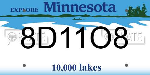 8D11O8 Minnesota License Plate
