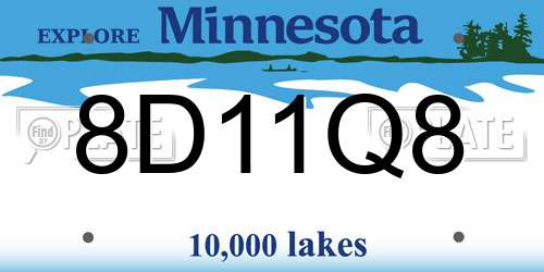 8D11Q8 Minnesota License Plate