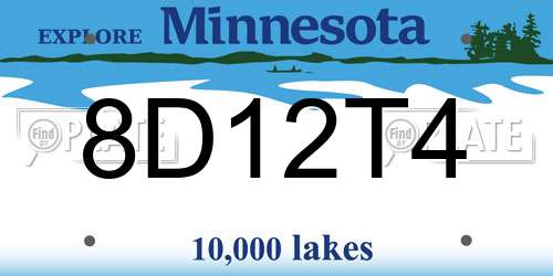 8D12T4 Minnesota License Plate