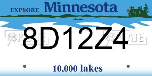 8D12Z4 Minnesota License Plate