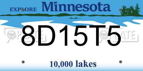 8D15T5 Minnesota License Plate