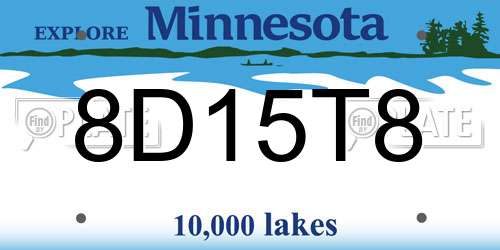 8D15T8 Minnesota License Plate