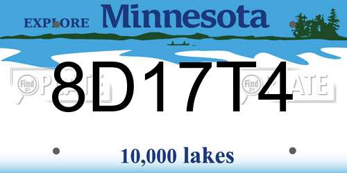 8D17T4 Minnesota License Plate