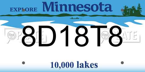 8D18T8 Minnesota License Plate