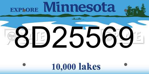 8D25569 Minnesota License Plate
