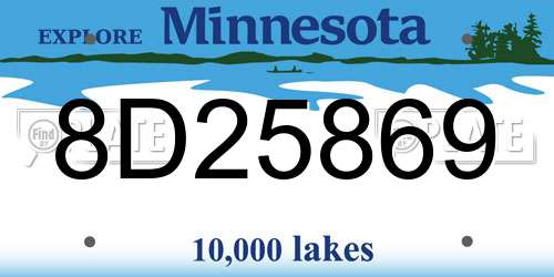 8D25869 Minnesota License Plate