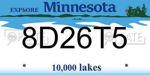 8D26T5 Minnesota License Plate