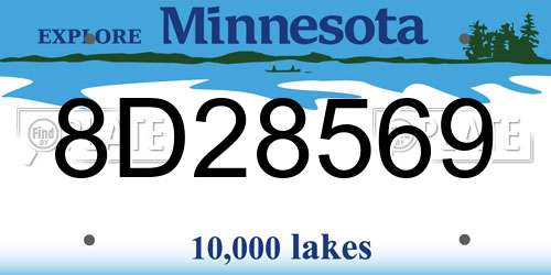 8D28569 Minnesota License Plate