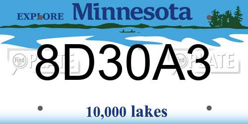 8D30A3 Minnesota License Plate