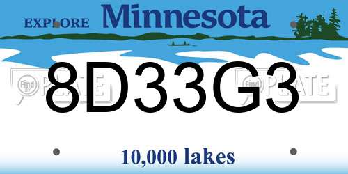8D33G3 Minnesota License Plate