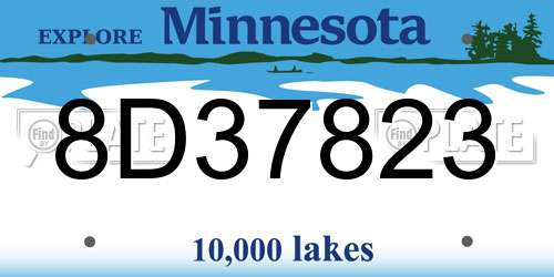8D37823 Minnesota License Plate