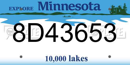 8D43653 Minnesota License Plate