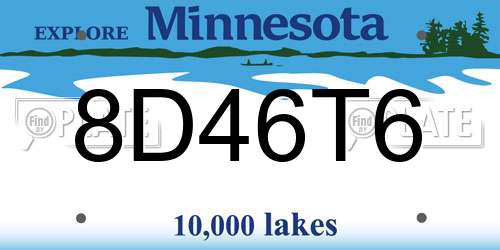8D46T6 Minnesota License Plate
