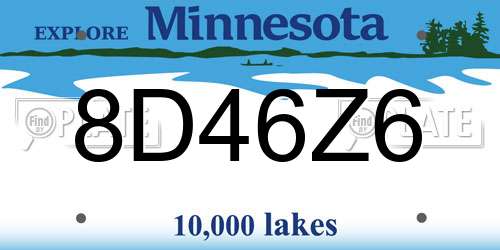 8D46Z6 Minnesota License Plate
