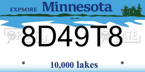 8D49T8 Minnesota License Plate