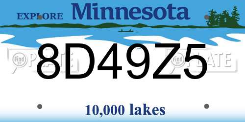 8D49Z5 Minnesota License Plate