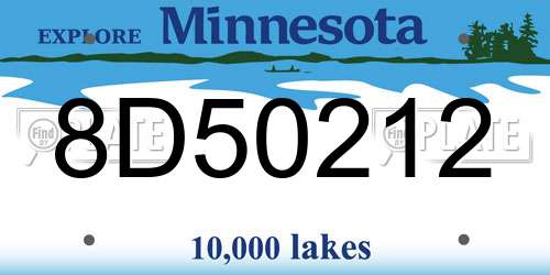 8D50212 Minnesota License Plate