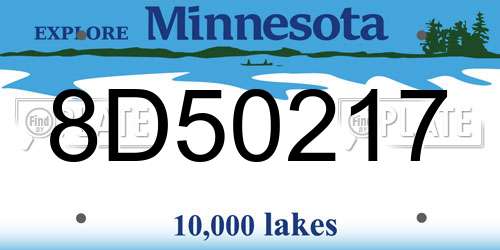 8D50217 Minnesota License Plate