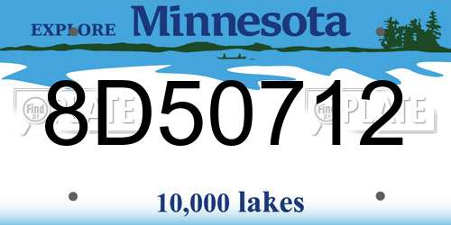 8D50712 Minnesota License Plate