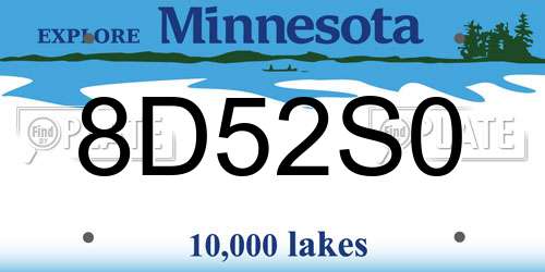 8D52S0 Minnesota License Plate