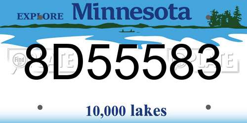 8D55583 Minnesota License Plate