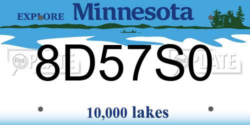 8D57S0 Minnesota License Plate