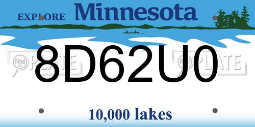 8D62U0 Minnesota License Plate