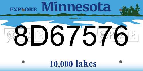 8D67576 Minnesota License Plate