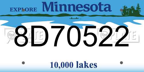 8D70522 Minnesota License Plate