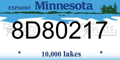 8D80217 Minnesota License Plate