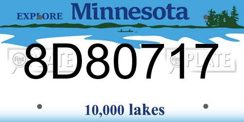 8D80717 Minnesota License Plate