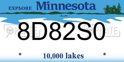 8D82S0 Minnesota License Plate