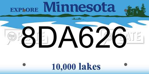 8DA626 Minnesota License Plate