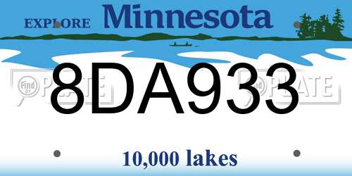 8DA933 Minnesota License Plate