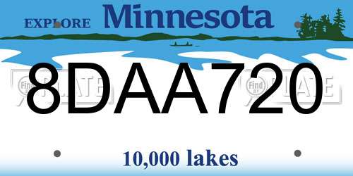 8DAA720 Minnesota License Plate