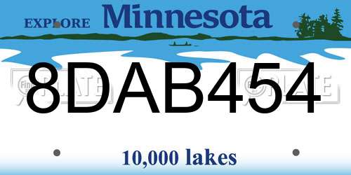 8DAB454 Minnesota License Plate