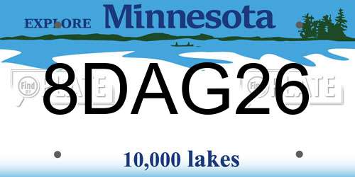 8DAG26 Minnesota License Plate