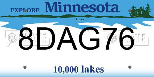 8DAG76 Minnesota License Plate