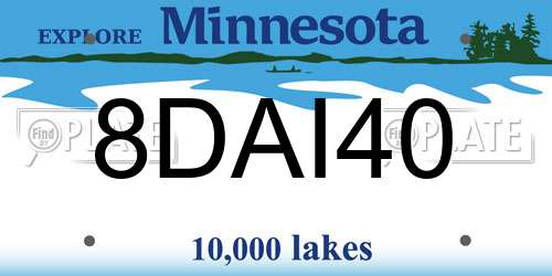 8DAI40 Minnesota License Plate