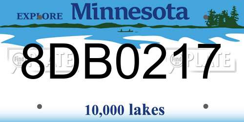 8DB0217 Minnesota License Plate