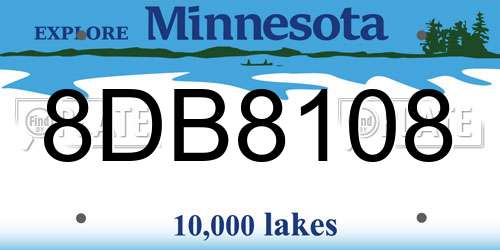 8DB8108 Minnesota License Plate