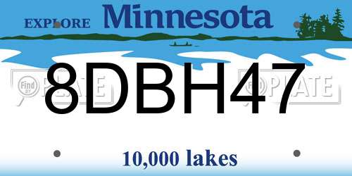 8DBH47 Minnesota License Plate