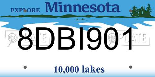 8DBI901 Minnesota License Plate