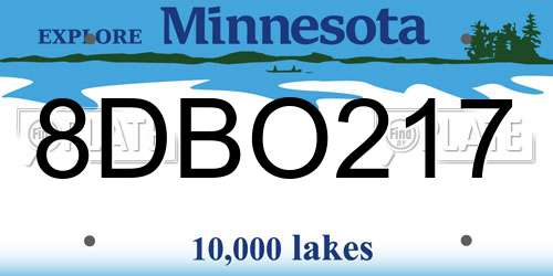 8DBO217 Minnesota License Plate
