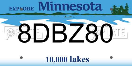8DBZ80 Minnesota License Plate