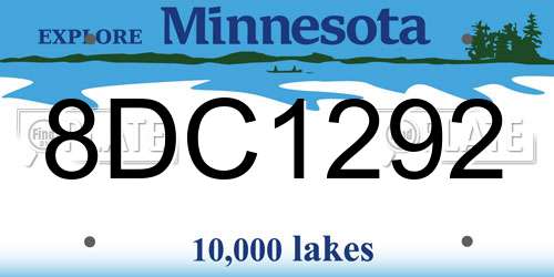 8DC1292 Minnesota License Plate