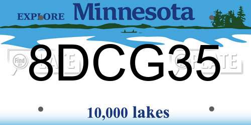 8DCG35 Minnesota License Plate