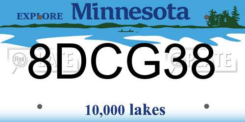 8DCG38 Minnesota License Plate